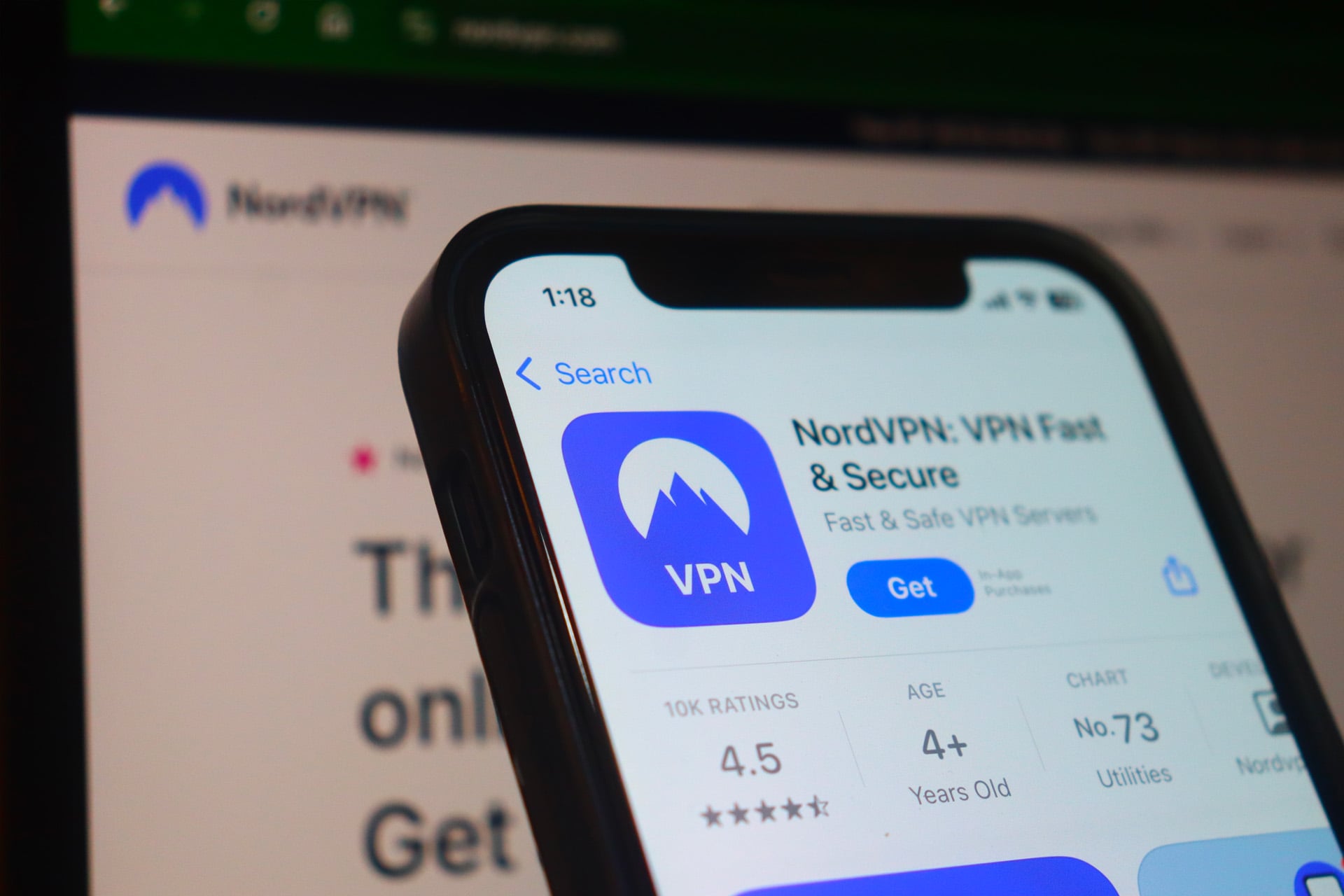 L'application NordVPN sur iPhone