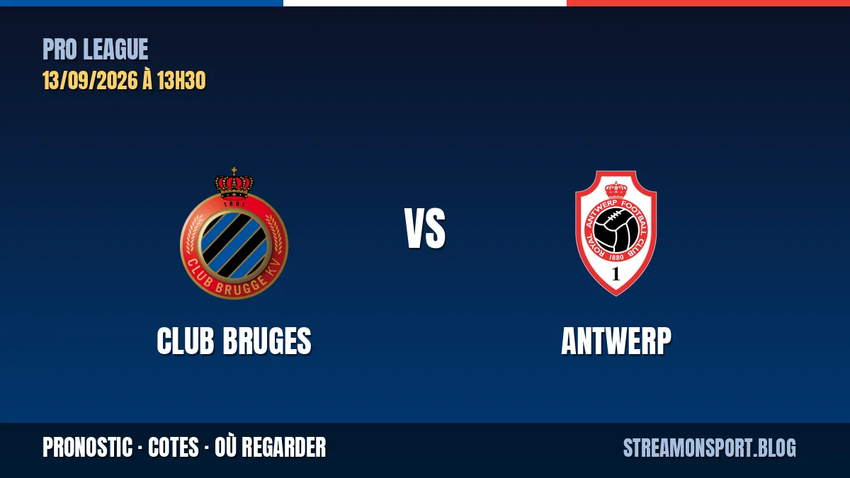 Club Bruges - Antwerp — Pro League, pronostic et cotes
