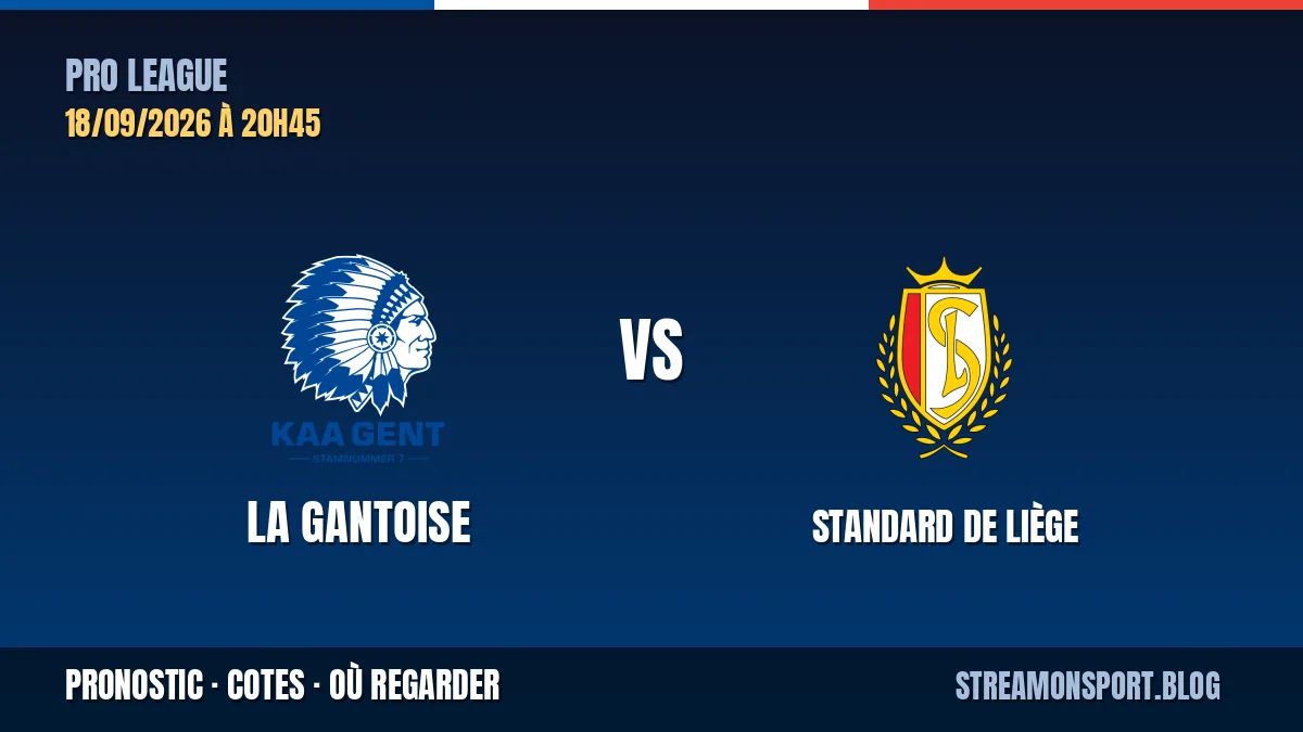 La Gantoise - Standard de Liège — Pro League, pronostic et cotes