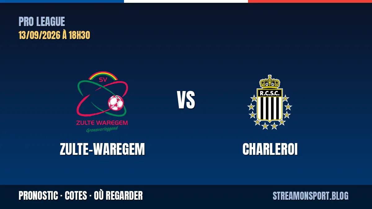 Zulte-Waregem - Charleroi — Pro League, pronostic et cotes